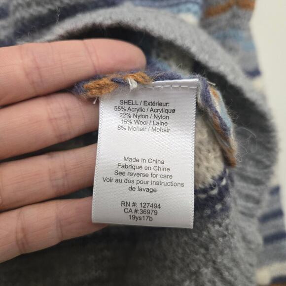 Heartloom Wool Mohair Pom Pom Knit Sweater Size XS Gray Striped Casual Boho Fall - Picture 8 of 9